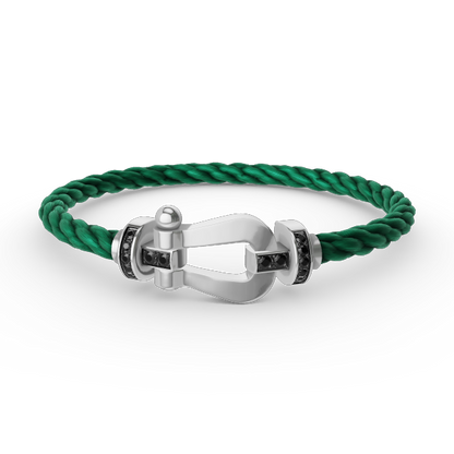 [Elitejewels]FORCE GROSSES HUFEISENARMBAND MIT SCHWARZEN DIAMANTEN SILBER