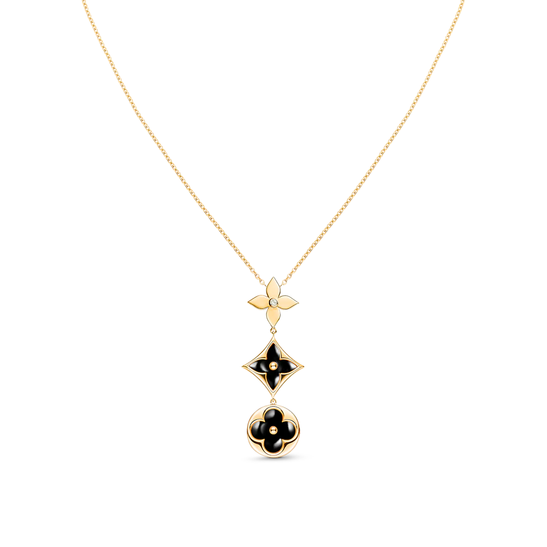 [Elitejewels]スターとサン オニキス ピンクゴールド ネックレス