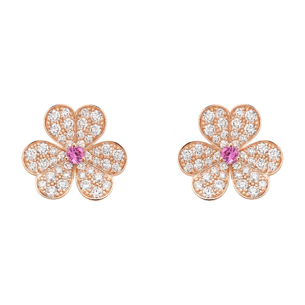 [Elitejewels]FRIVOLE ROSGOLD-OHRRINGE MIT DIAMANTEN UND BLUMEN