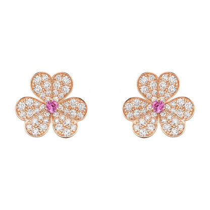 [Elitejewels]FRIVOLE ROSGOLD-OHRRINGE MIT DIAMANTEN UND BLUMEN